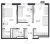 Планировка двухкомнатной квартиры площадью 56.69 кв. м в новостройке ЖК "GloraX Балтийская"