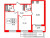 Планировка двухкомнатной квартиры площадью 56.78 кв. м в новостройке ЖК "Astra Marine на набережной"