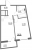 Планировка однокомнатной квартиры площадью 38.96 кв. м в новостройке ЖК "Левитан"