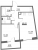Планировка однокомнатной квартиры площадью 40.33 кв. м в новостройке ЖК "Левитан"