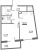Планировка однокомнатной квартиры площадью 38.62 кв. м в новостройке ЖК "Левитан"