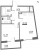 Планировка однокомнатной квартиры площадью 39.58 кв. м в новостройке ЖК "Левитан"