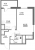 Планировка однокомнатной квартиры площадью 41.05 кв. м в новостройке ЖК "Левитан"