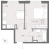 Планировка однокомнатных апартаментов площадью 33.81 кв. м в новостройке Апартаменты "ZOOM на Неве"