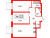 Планировка двухкомнатных апартаментов площадью 58.05 кв. м в новостройке Апартаменты "ZOOM на Неве"