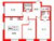 Планировка трехкомнатных апартаментов площадью 69.1 кв. м в новостройке Апартаменты "ZOOM на Неве"