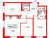 Планировка трехкомнатных апартаментов площадью 68.74 кв. м в новостройке Апартаменты "ZOOM на Неве"