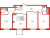 Планировка трехкомнатных апартаментов площадью 74.54 кв. м в новостройке Апартаменты "ZOOM на Неве"