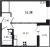 Планировка однокомнатной квартиры площадью 31.38 кв. м в новостройке ЖК "Город Звезд"