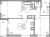 Планировка двухкомнатной квартиры площадью 54.17 кв. м в новостройке ЖК "Город Звезд"