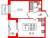 Планировка однокомнатной квартиры площадью 32.44 кв. м в новостройке ЖК "Парадный ансамбль"