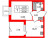 Планировка однокомнатной квартиры площадью 31.31 кв. м в новостройке ЖК "Парадный ансамбль"