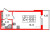 Планировка студии площадью 24.44 кв. м в новостройке ЖК "Парадный ансамбль"