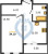 Планировка однокомнатной квартиры площадью 34.1 кв. м в новостройке ЖК "Мурино Space"