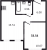 Планировка однокомнатной квартиры площадью 33.54 кв. м в новостройке ЖК "Мурино Space"