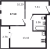 Планировка однокомнатной квартиры площадью 34.7 кв. м в новостройке ЖК "Мурино Space"