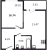 Планировка однокомнатной квартиры площадью 33.8 кв. м в новостройке ЖК "Мурино Space"
