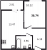 Планировка однокомнатной квартиры площадью 36.74 кв. м в новостройке ЖК "Мурино Space"