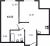 Планировка однокомнатной квартиры площадью 43.52 кв. м в новостройке ЖК "Мурино Space"