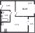 Планировка однокомнатной квартиры площадью 36.19 кв. м в новостройке ЖК "Мурино Space"