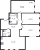 Планировка трехкомнатной квартиры площадью 69.6 кв. м в новостройке ЖК "Мурино Space"