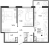 Планировка трехкомнатной квартиры площадью 58.72 кв. м в новостройке ЖК "Дом на Васильевском"
