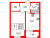 Планировка однокомнатной квартиры площадью 34.81 кв. м в новостройке ЖК "Этала"