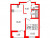 Планировка однокомнатной квартиры площадью 35.7 кв. м в новостройке ЖК "Этала"