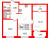 Планировка двухкомнатной квартиры площадью 57.45 кв. м в новостройке ЖК "Этала"