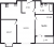 Планировка двухкомнатной квартиры площадью 56.54 кв. м в новостройке ЖК "Этала"