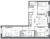 Планировка трехкомнатной квартиры площадью 77.46 кв. м в новостройке ЖК "Северная Корона"