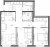 Планировка двухкомнатной квартиры площадью 58.34 кв. м в новостройке ЖК "Дом на Прилукской"