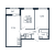 Планировка двухкомнатной квартиры площадью 58.74 кв. м в новостройке ЖК "Полис Приморский 2"