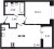 Планировка однокомнатной квартиры площадью 32.95 кв. м в новостройке ЖК "Pulse Premier"