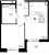 Планировка однокомнатной квартиры площадью 34.48 кв. м в новостройке ЖК "Pulse Premier"