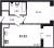 Планировка однокомнатной квартиры площадью 32.93 кв. м в новостройке ЖК "Pulse Premier"