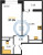 Планировка однокомнатной квартиры площадью 37.26 кв. м в новостройке ЖК "Pulse Premier"
