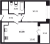 Планировка однокомнатной квартиры площадью 33.08 кв. м в новостройке ЖК "Pulse Premier"