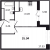 Планировка однокомнатной квартиры площадью 35.04 кв. м в новостройке ЖК "Pulse Premier"