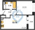 Планировка однокомнатной квартиры площадью 33.26 кв. м в новостройке ЖК "Pulse Premier"