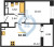 Планировка однокомнатной квартиры площадью 32.36 кв. м в новостройке ЖК "Pulse Premier"