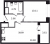 Планировка однокомнатной квартиры площадью 32.03 кв. м в новостройке ЖК "Pulse Premier"
