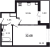 Планировка однокомнатной квартиры площадью 32.68 кв. м в новостройке ЖК "Pulse Premier"