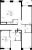 Планировка двухкомнатной квартиры площадью 74.53 кв. м в новостройке ЖК "Pulse Premier"