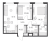 Планировка двухкомнатной квартиры площадью 59.43 кв. м в новостройке ЖК "GloraX City Василеостровский"