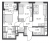 Планировка двухкомнатной квартиры площадью 59.73 кв. м в новостройке ЖК "GloraX City Василеостровский"