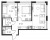 Планировка двухкомнатной квартиры площадью 56.12 кв. м в новостройке ЖК "GloraX City Василеостровский"