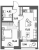 Планировка однокомнатной квартиры площадью 40.75 кв. м в новостройке ЖК "Аквилон Leaves"