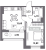 Планировка однокомнатной квартиры площадью 39.04 кв. м в новостройке ЖК "Аквилон Leaves"