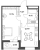 Планировка однокомнатной квартиры площадью 40.71 кв. м в новостройке ЖК "Аквилон Leaves"